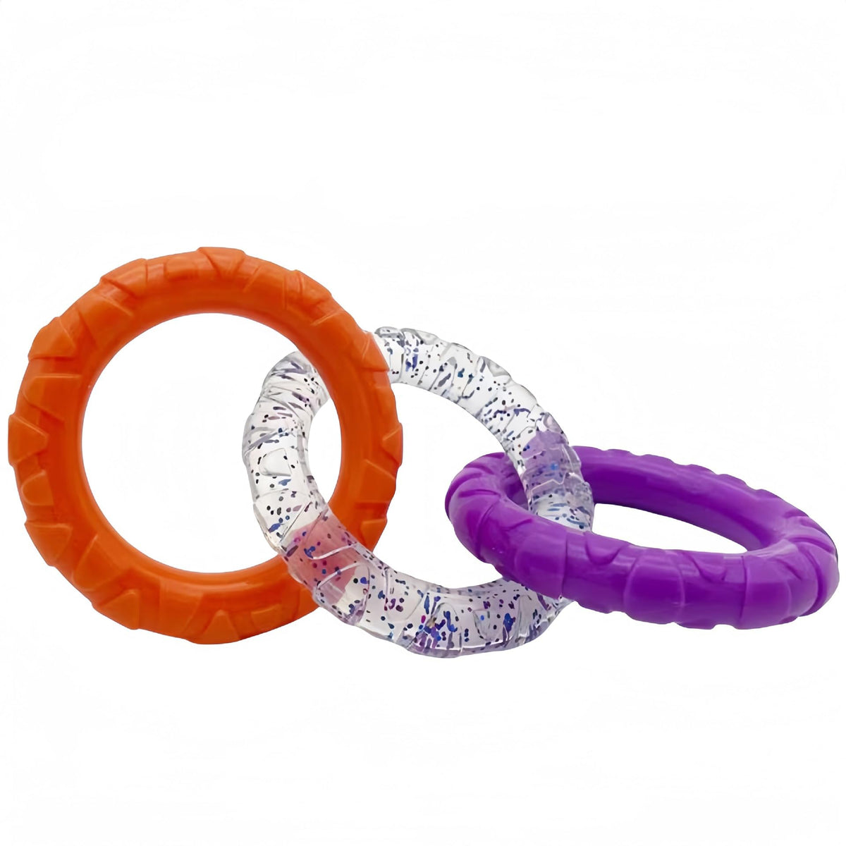 Qpets® TPR Dog Tug Toy Chewing Toys 3.54 inches Dia InterlinkedTri-ring Tear-Resistant Dog Toy