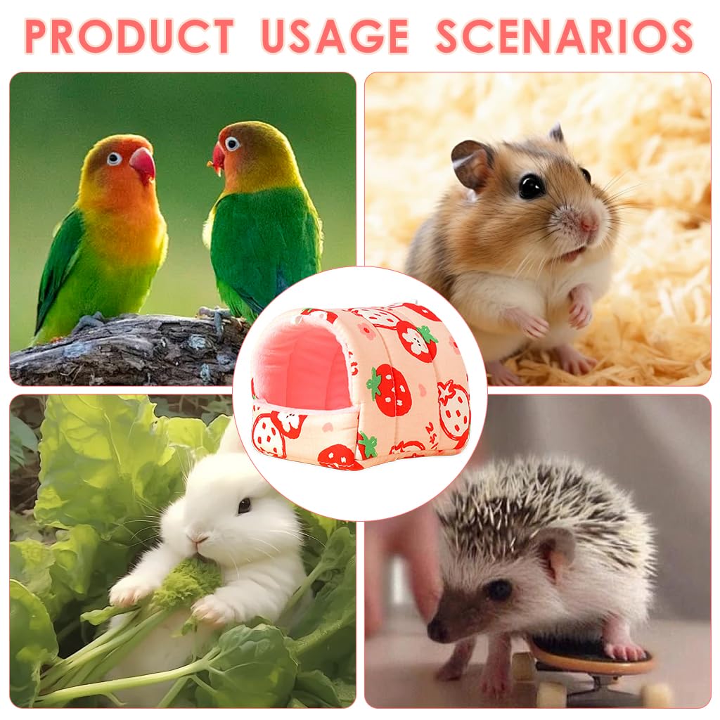 Qpets Hamster House for Small Pets with 3D Support Structure and Plush Fleece Lining 19x18x14cm