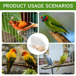 Qpets Bird Food Dispenser for Cages with Perch Rod and Transparent Design 11.5×5.2×9.2 cm | Food‑Grade Plastic for Small & Medium Birds