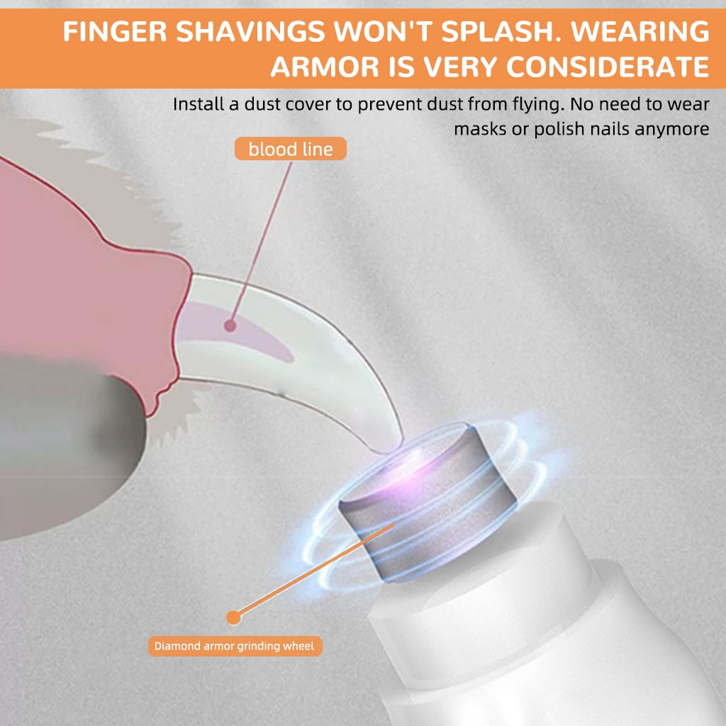 Qpets Dog Nail Grinder with Diamond Grinding Wheel and Dual Slot Safety Cap | 3-Speed USB Rechargeable Design