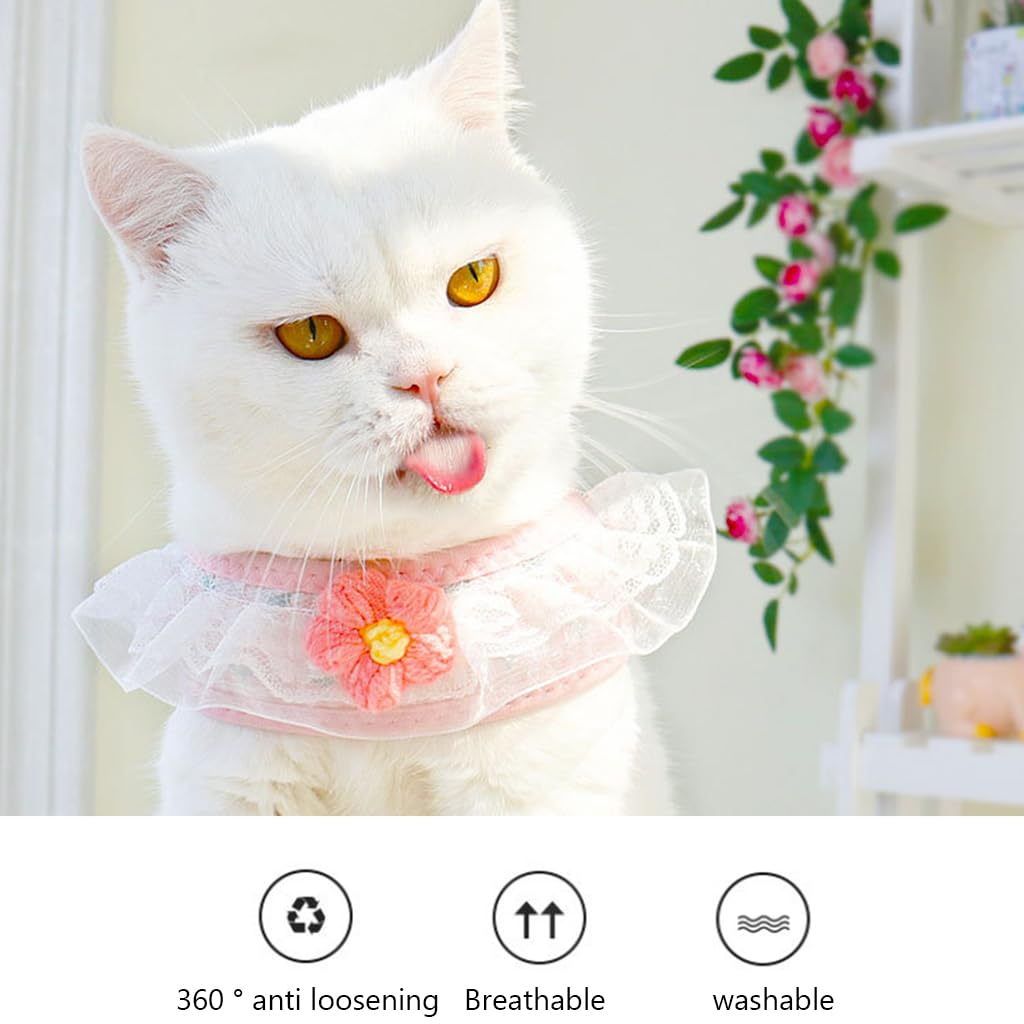 Qpets Cat Harness With Leash for Outdoor Adventures featuring Adjustable Strap and Plush Flower Design | Fits 3.5–7.5 kg Cats