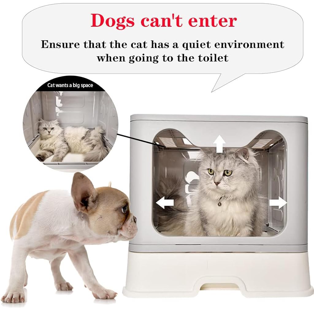 Oversized Enclosed Cat Litter Box with Odor Door, Foldable cat Litter Tray, Drawer Design Litter Box for Cats Large Size Anti Spill Easy to Clean Up(51*41*38CM)