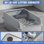 Qpets Cat Litter Box 50x35x20cm for Under 10kg Cats with Anti Tip Base and 304 Stainless Steel Walls | Includes Scoop and 4 Non Slip Mats
