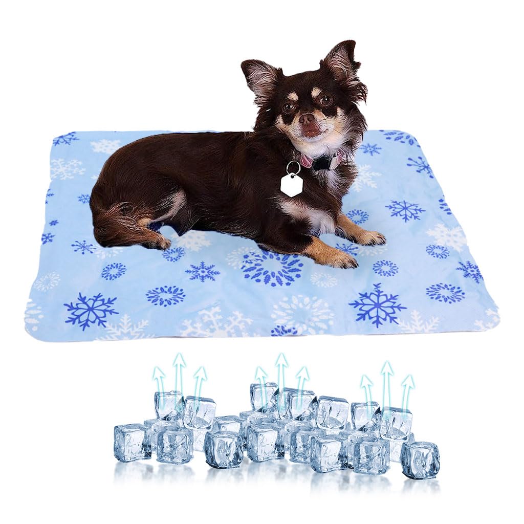 Qpets Cooling Mat for Dogs 50×40cm with Gel Insert and Waterproof PVC Fabric | Sky Blue Pet Bed Mat