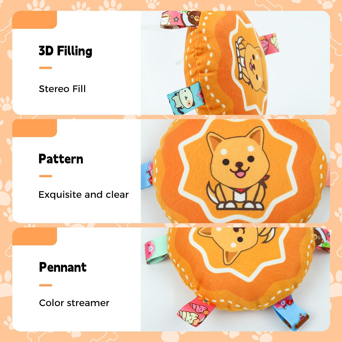 Qpets Dog Toy 6.3 in Round Rattle Toy with Squeaky Sound and Soft Plush for Cats and Dogs