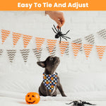 Qpets Halloween Dog Bandanas for Festive Parties with Pumpkin and Ghost Prints | 2Pack Adjustable Polyester Scarves for Small Medium Dogs