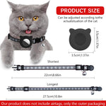 Qpets® Black Cat Collar, Cat Collar with Silicone Airtag Holder Cute Cat Collar with Bell Quick ReleaseAdjustable Cat Collar