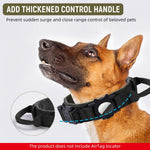 Qpets Tactical Dog Collar with AirTag Holder for Large Dogs 42‑52cm featuring Handle & D Ring