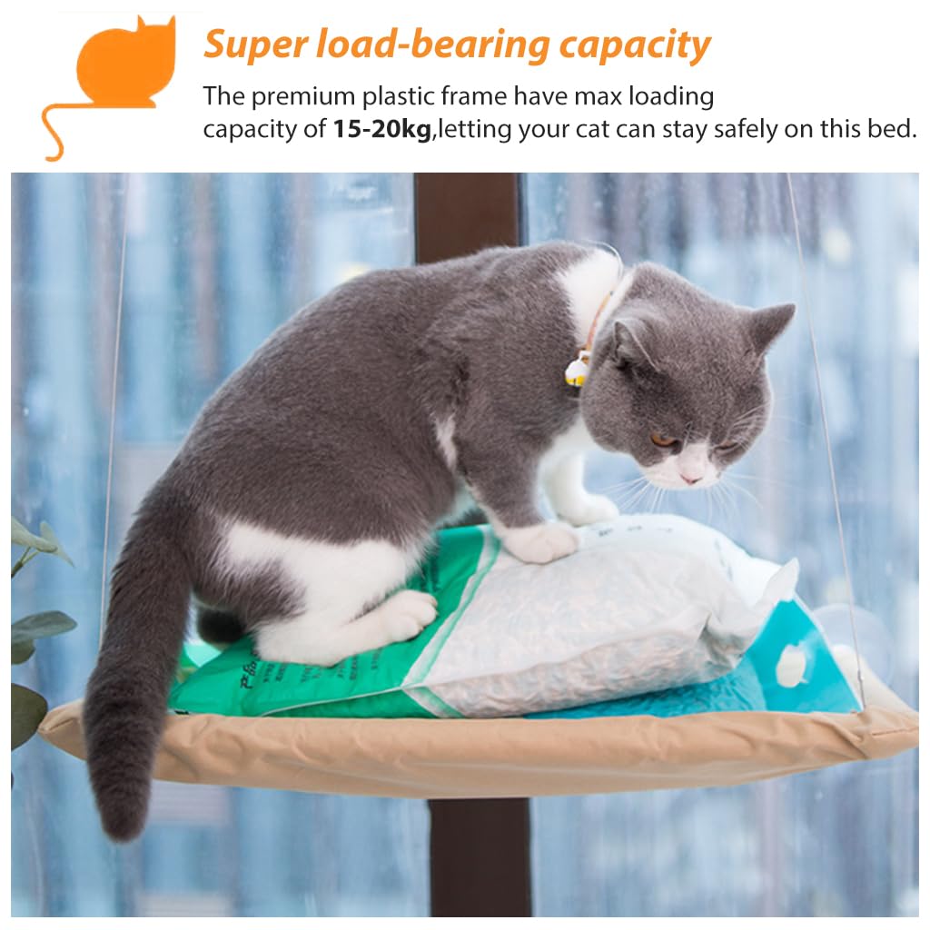 Cat Bed, Cat Hammock 30 * 54cm Cat Hammock Cozy Cat Hammock with Upgrade Safe Suction Cup, Cat Hammock for Resting Napping Cat Hanging Hammock on Wall, Window, Balcony, Bedroom