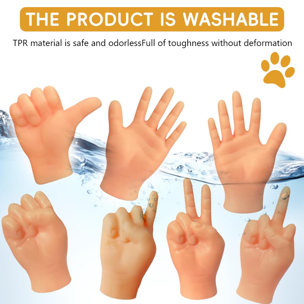 Qpets® Mini Hands for Cats, Little Hands for Fingers Funny Little Cat Finger Gloves Soft Elastic Tiny Finger Hands Gag Puppet Show Mini Cat Gloves Mini Hands Toys (7PCS )