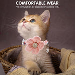 Qpets Cute Flower Cat Collar with Bell featuring Quick Release Buckle and Soft Pink Plush