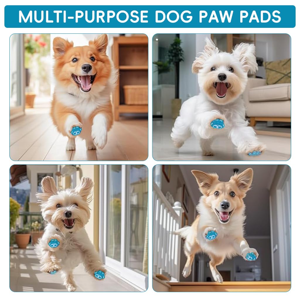 Qpets Dog Paw Protector Pads for Walking with Silicone Nubs 8Pack 63x58mm | Self Adhesive