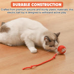 Qpets® Dog Ball Toy Electric Fun Ball Toy for Cats Dogs Motion Activated Cat Chasing Ball Toy with Red Rope Tail Auto Escaping Ball Toy with 3 Modes LED Moving Ball Toy 5-Mins Auto Off Setting