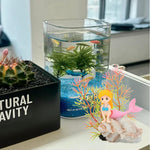 Qpets Little Mermaid Aquarium Decor for Freshwater and Saltwater Tanks featuring Resin Coral and Conch Ornament Set