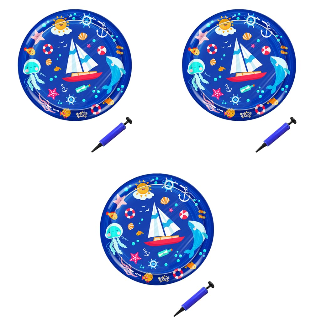 Qpets Inflatable Pet Cooling Water Pad 25.6 in for Dogs and Cats with Air Pump | Blue PVC Mat