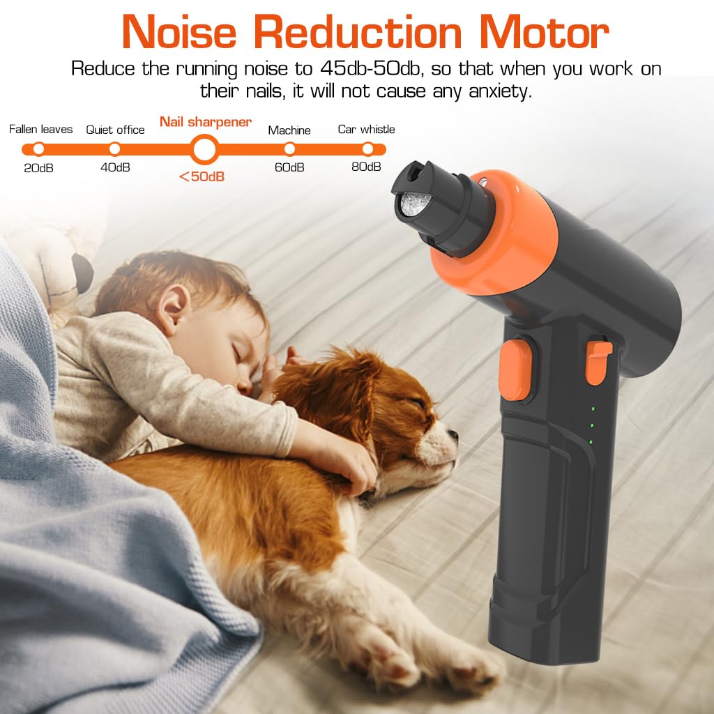 Qpets Dog Nail Grinder with LED Light and 3 Speeds featuring Manual Control Mode | Rechargeable 1200mAh Pet Trimmer for Dogs and Cats