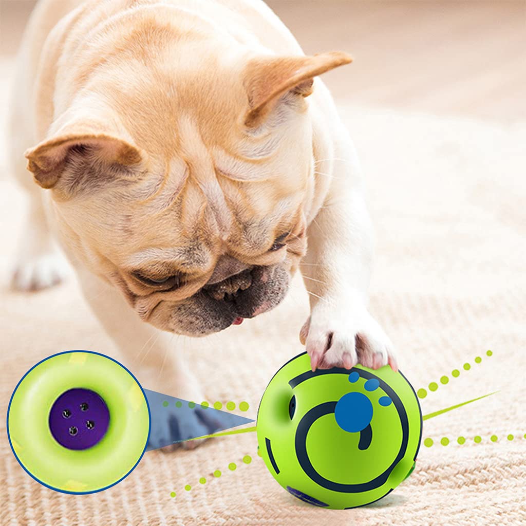 Qpets Dog Toy Balls 5.5 inch for Interactive Chew Play with Sound Tubes PVC | 3 pcs for Medium and Large Dogs