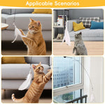 Qpets Cat Teaser Wand for Interactive Play with Suction Cup Base and Fiberglass Rod | Replaceable Feather Toy