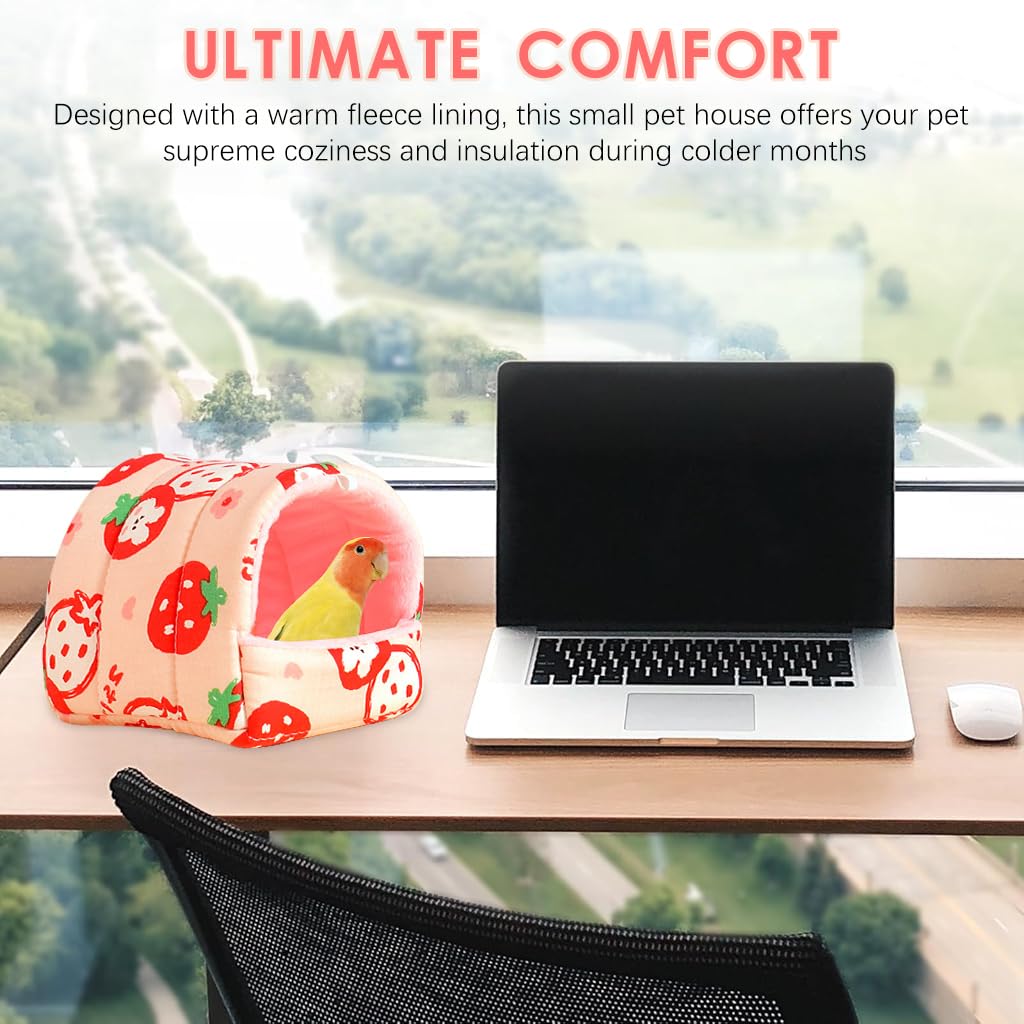 Qpets Hamster House for Small Pets with 3D Support Structure and Plush Fleece Lining 19x18x14cm