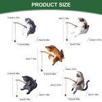 Qpets Fish Tank Accessories for Desk and Aquarium Decor with 2 in PVC Kitty Figurines 5 Pack