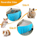 Qpets Hamsters Hammock Corner for Small Pets with 11.8 in Tassel Curtains | Easy Install Blue Hideout 30x30x42 cm