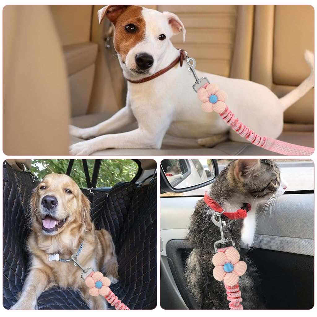 Qpets Dog Car Seatbelt for Safe Road Trips featuring 360° Swivel Metal Clasp and Adjustable Nylon Strap
