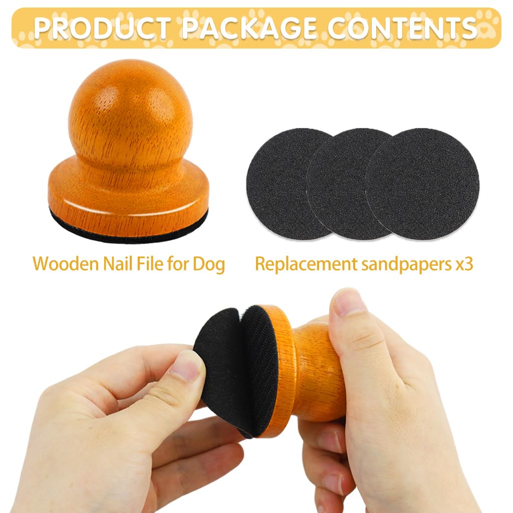 Qpets Dog Nail Filer for Stress Free Claw Care featuring Wooden Handle and Large Filing Surface