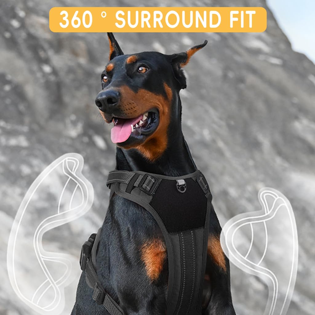 Qpets Dog Vest Harness for Medium Large Dogs featuring Handle and Double D Rings | Adjustable No-Pull PU Mesh Design for 22.5–45KG Pets
