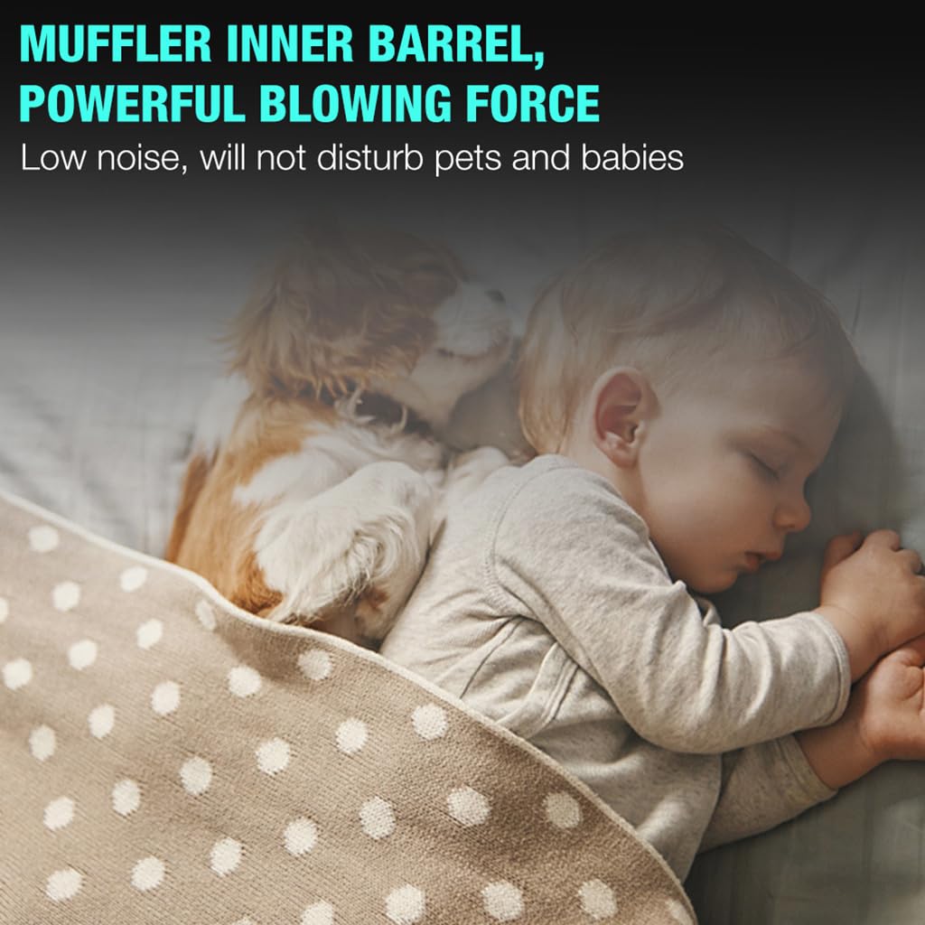 Qpets Pet Hair Dryer for Grooming with 5.2HP 3800W Power and 3 Nozzles | Low Noise Design