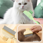 Qpets Flea and Tick Comb for Cats and Dogs with Dual‑Sided Stainless Steel Teeth | Self‑Cleaning Brush for Shedding and Healthy Coat