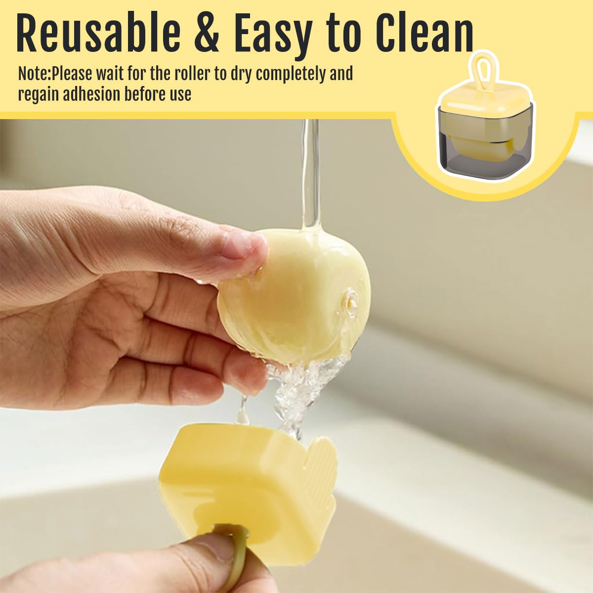 Qpets Mini Lint Roller for Travel and Clothes with Rubber Loop Handle | Washable Reusable Design