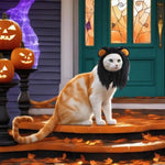 Qpets® Lion Costume, Halloween Lion Mane Costume for Cat Wig for Cat Christmas Halloween Funny Headwear for Puppy, Kitten, Cat Festival Headwear