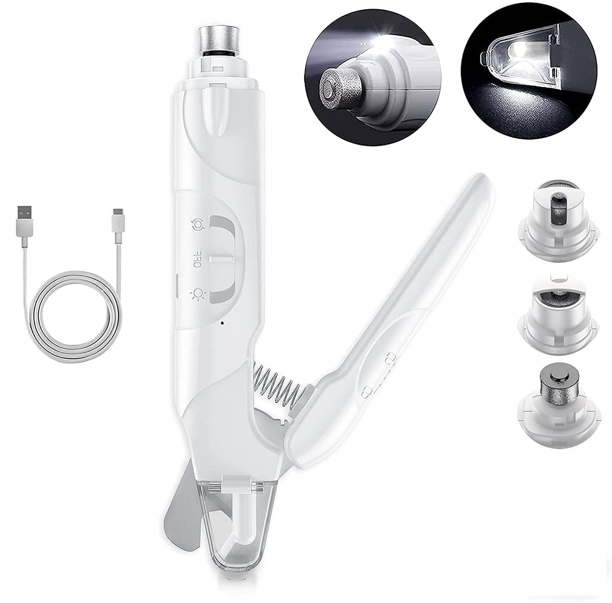 Electric Automatic Pet Grooming Kit 2 In 1 Dog Nail Grinder and Dog Nail Cutter with LED-Lights Rechargable Low Noise Trimmer for Small Medium Large Dogs and Cats