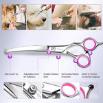 Qpets Dog Grooming Kit 5 Pack for Home Pet Care with 6in Stainless Scissors & Ergonomic Design
