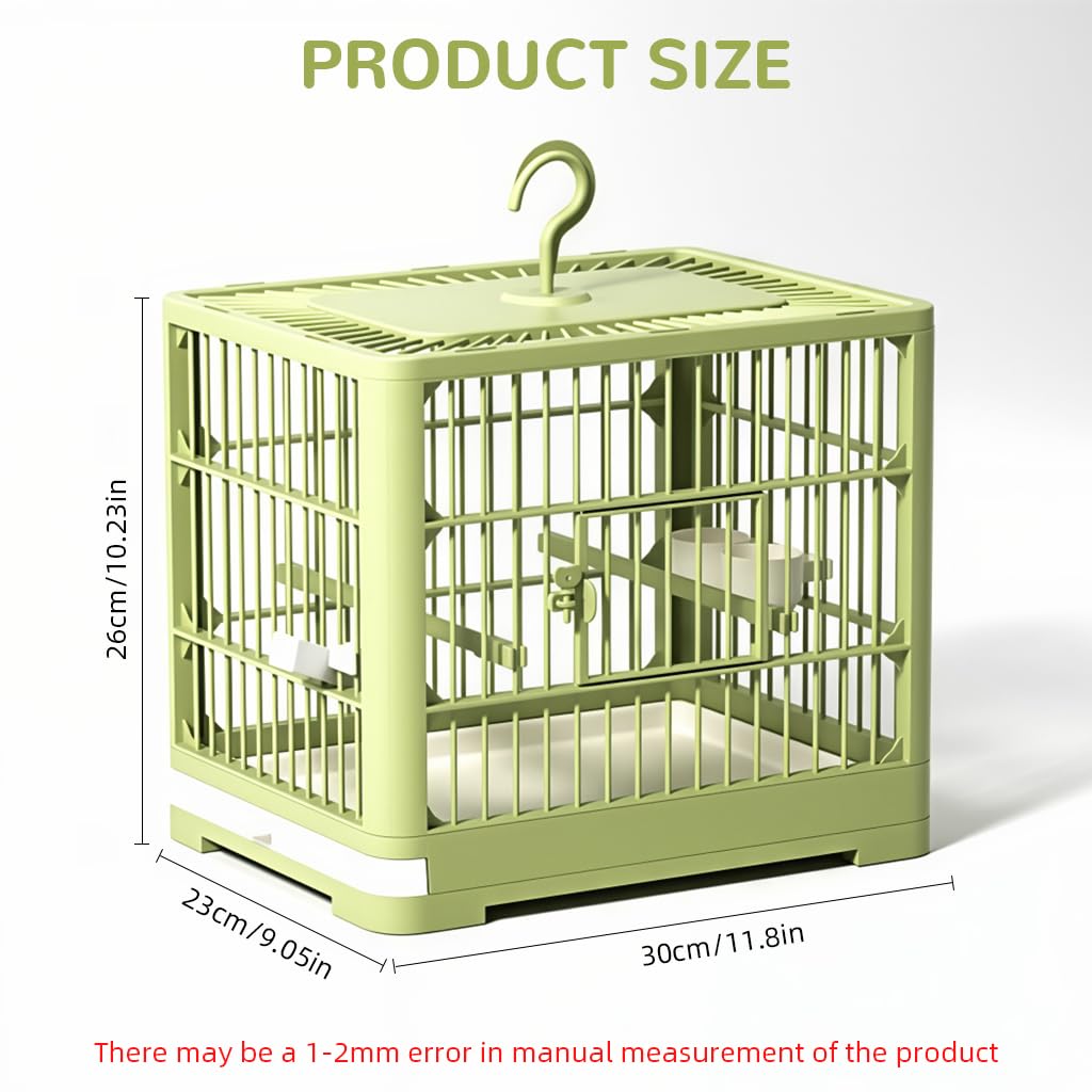 Qpets Foldable Travel Bird Cage for Small Birds with Perch Food Tray and Water Cup | Portable Quick Setup Carrier