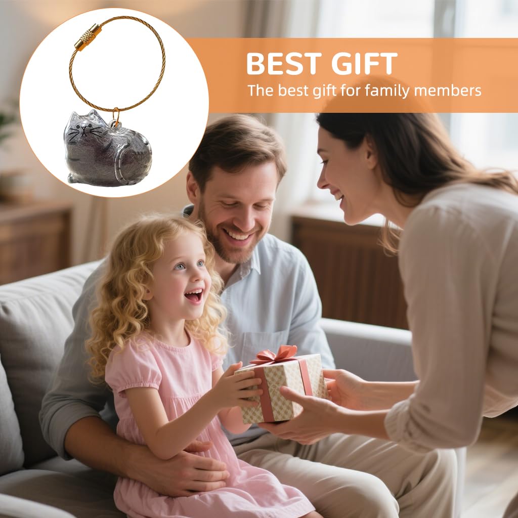 Qpets Cat Fur Keepsake Charm for Bags and Keyrings with Clear Capsule Bottle | Gift for Cat Lovers