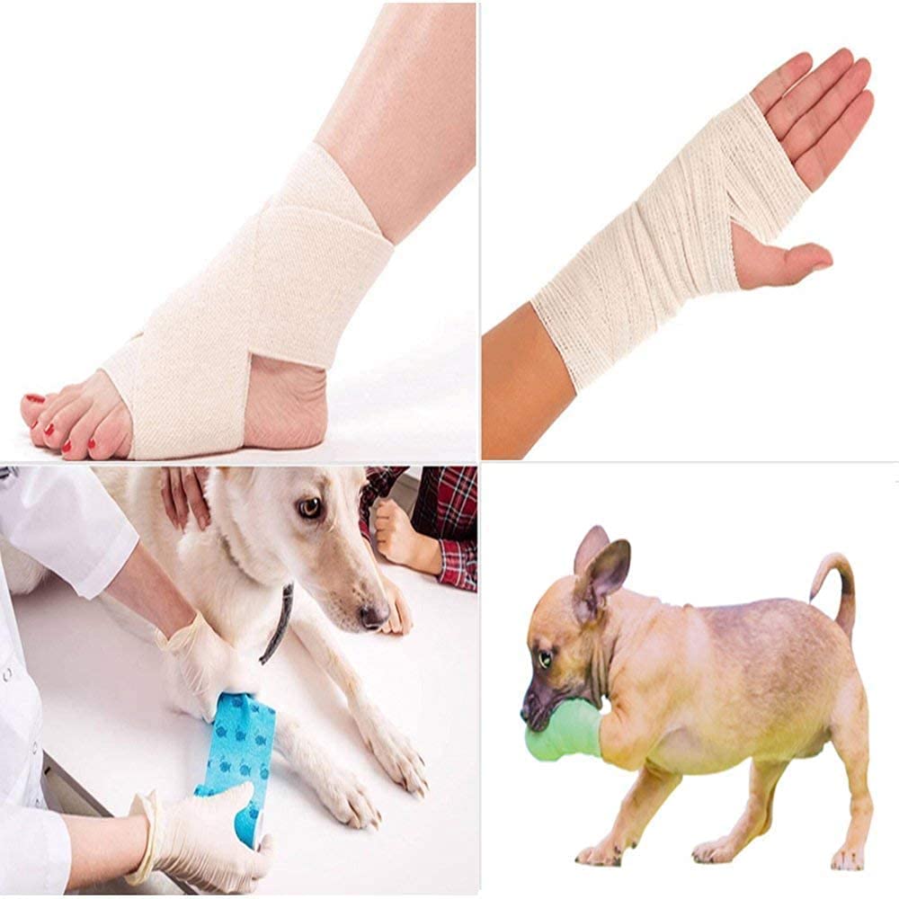 Qpets Self Adhesive Crepe Bandage Set for Finger and Tattoo Protection with Elastic Wrap | 9 Pcs Non Woven Fabric Rolls 2.5 cm x 4.5 m and 5 cm x 4.5 m