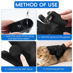 Qpets Pet Grooming Glove for Cats and Dogs with 15ml USB Rechargeable Mist Sprayer | Soft Silicone Bristles for Bathing and Shedding Control