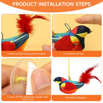 Qpets Door Hanging Cat Toy for Indoor Cats with 190cm Elastic Rope & Feather Tail | Interactive Squeaky Bird Teaser