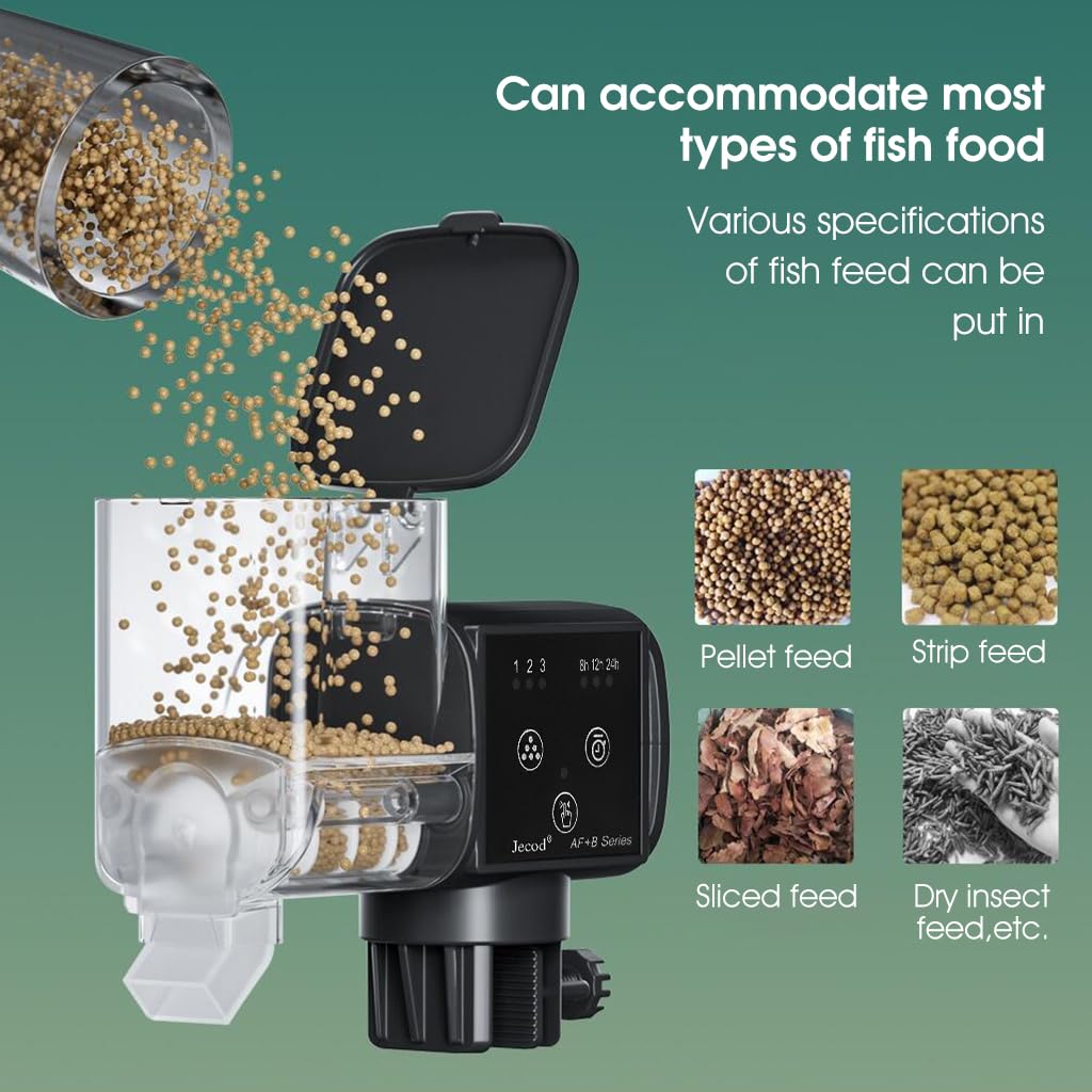 Qpets® Plastic 250Ml Automatic Fish Feeder Aquarium Automatic Fish Feeder With 3 Timer, Moisture-Proof Fish Food Dispenser Adjustable Feeding Amount (Not Including Battary), 12 X 6 X 5.7 Cm