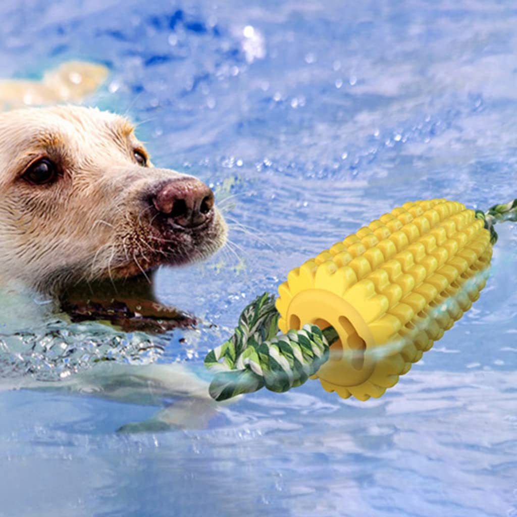 Dog Chew Toys, TPR Corn Chew Toy for Dog Teething Chewing Toy with Cotton Ropes, Sturdy Chew Toys, Interactive Pet Toys Gift Toy for Dog Small Puppies and Medium Dog