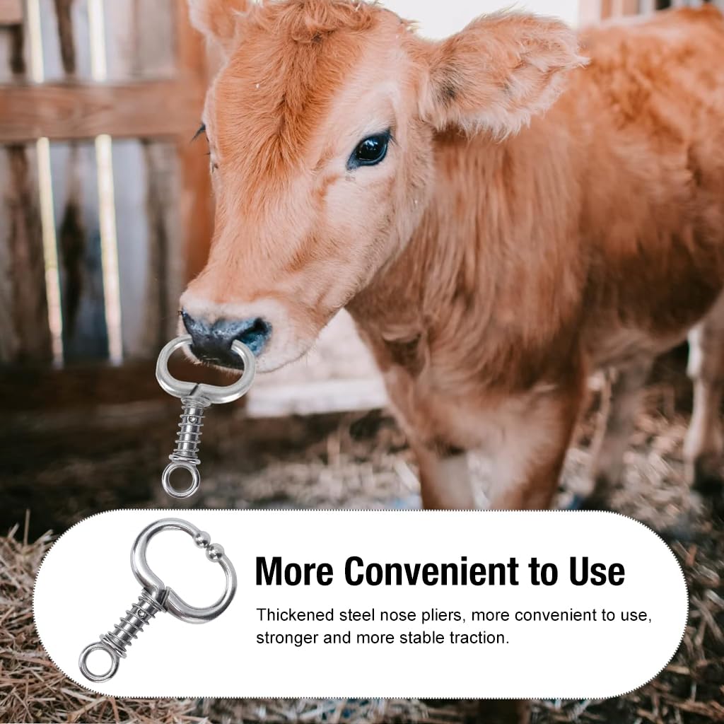 Qpets Cattle Nose Ring for Bulls and Cows with Clip-on Detachable Design | 2 PCS Stainless Steel