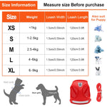Cat Vest Harness with 1.2m Dog Leash Adjustable Size Dog Vest Harness Breathable Mesh Fabric with Safety Reflective Strip Dog Harness for Cat(S, red)
