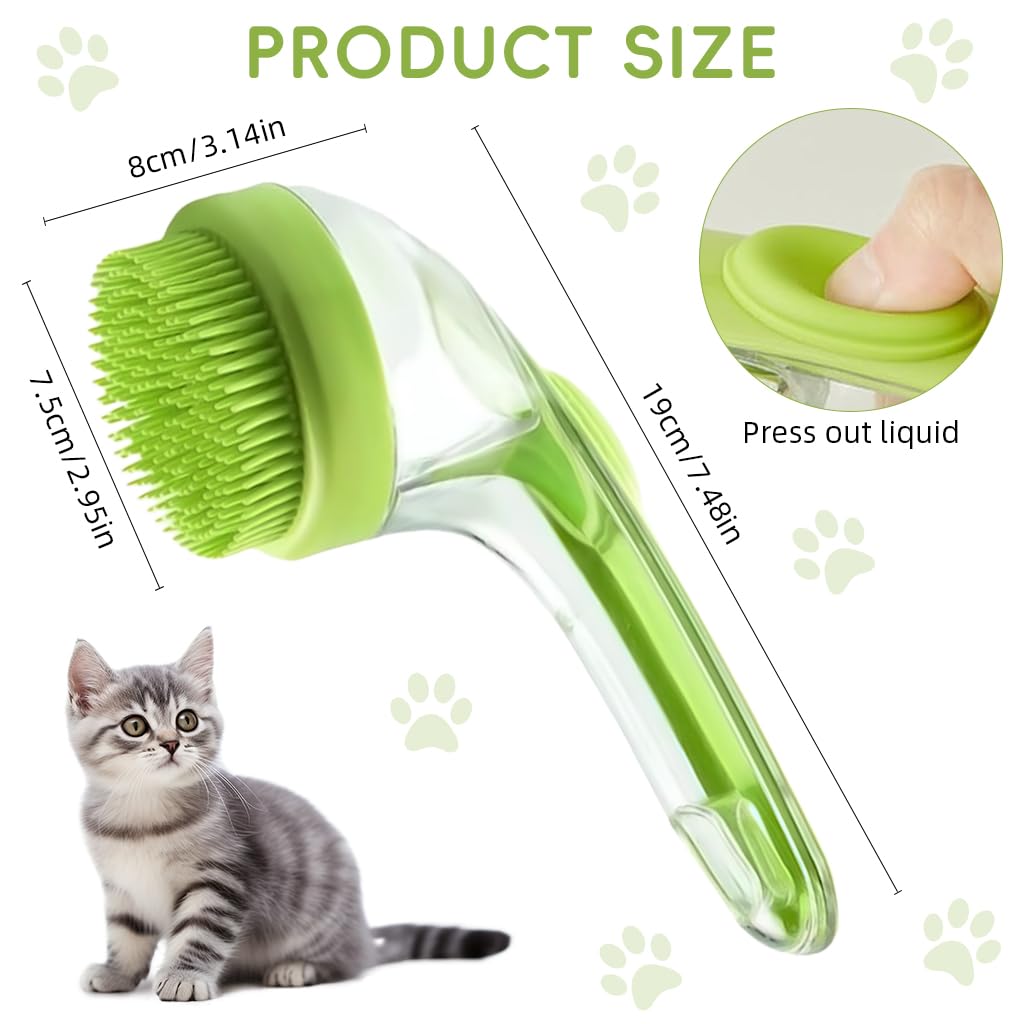 Qpets Pet Bath Brush for Dogs with Built In Soap Dispenser and Soft Silicone Bristles