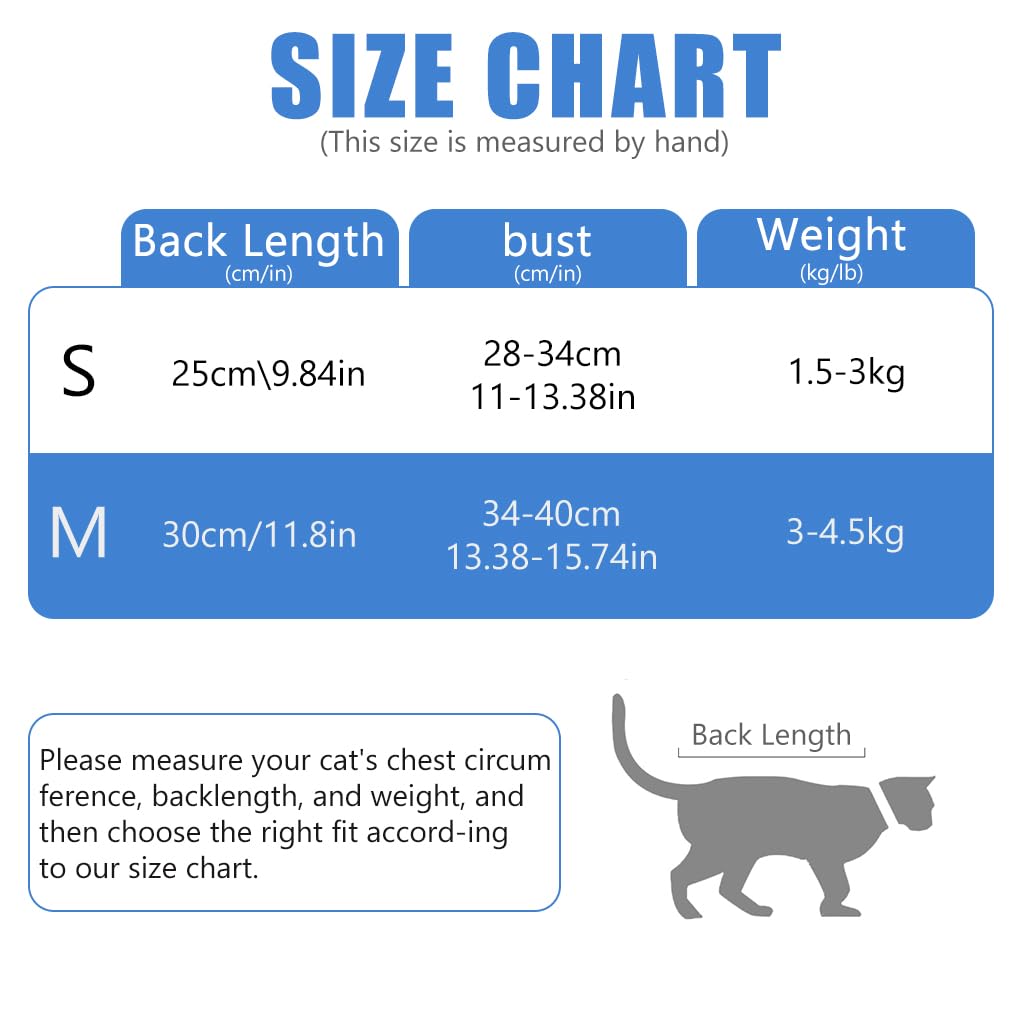 Qpets Cat Clothes for Post Surgery Recovery with Adjustable Closure and Soft Cotton Fabric | Blue Tie-dye Design M Size Back 30cm Bust 34-40cm