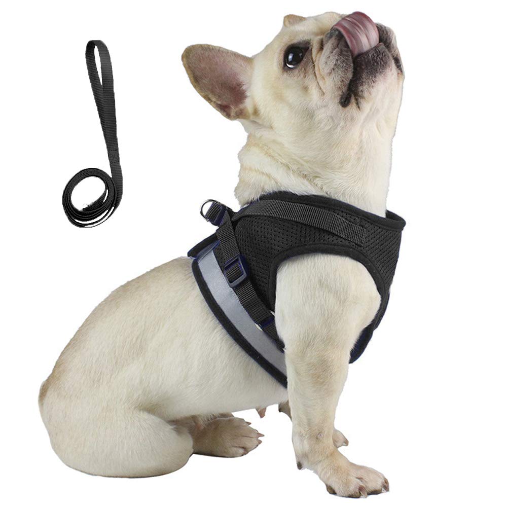 Qpets® Dog Harness for Large Dogs, Adjustable Dog Belt with Safety Reflective Strip, Breathable Mesh Fabric Cat Belt, Dog Vest Harness with Leash (Suitable for 6-9 kg)