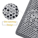 Qpets® Cat Litter Mat Double-Layer Honeycomb Design, Open Edge, EVA Foam, Soft on Paws, Includes Metal Litter Scoop, Fits 3-10MM Clumping Clay Litter, Easy Clean Mat for Hooded & Self-Cleaning Boxes
