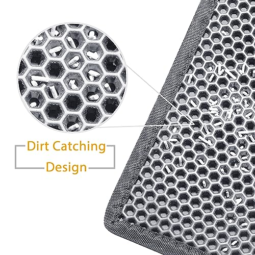 Qpets® Cat Litter Mat 15.7 x 23.6 inches 40 x 60cm Double Layer Open Edge Design Waterproof EVA Material Durable Washable for Cats Box Tray Grey 3 PCS