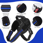 Qpets® Dog Harness with Handle Service Dog Vest Harness with 1.5m Dog Leash 360 Degree Safety Reflective Strips Design Adjustable Vest Harness for Medium Large Dog within 15-25 kg