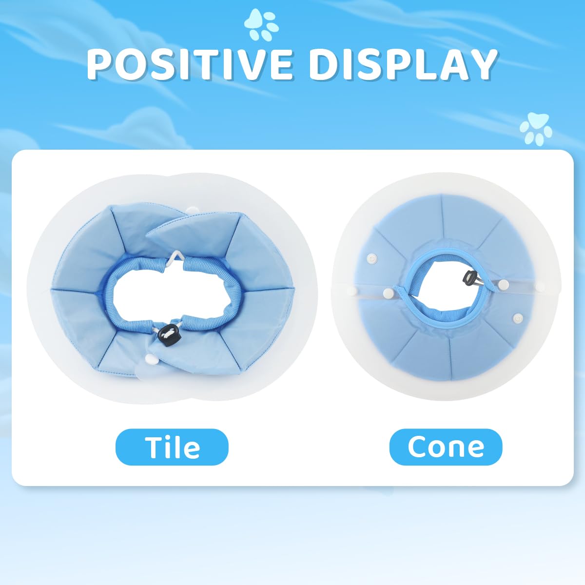 Cat Cone PVC Cat Recovery Cone with Soft Pillow, After Surgery for Anti-Licking Cat Cone, Surgery Recovery Cone for Small Pet (M, 20-34cm)